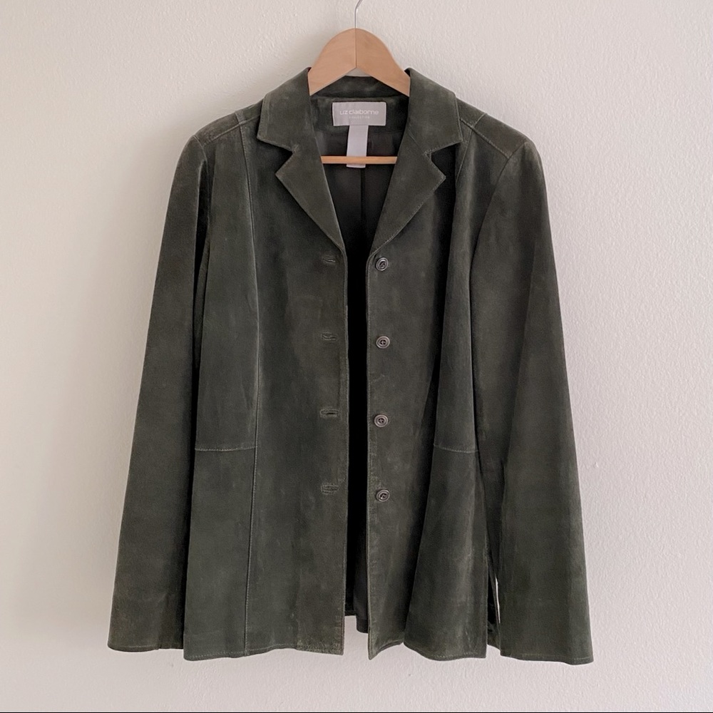 Olive Green 100% Suede Jacket x Liz Claiborne